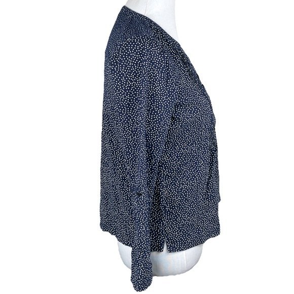 LL Bean Polka Dot Long Sleeve T Shirt Navy Blue White Size Petite Small - Picture 3 of 9